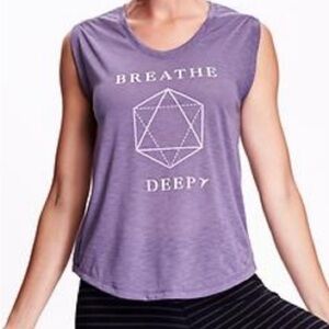 Old Navy Graphic Muscle Tee Breathe Deep Semi-fitted Short Sleeve top Size large